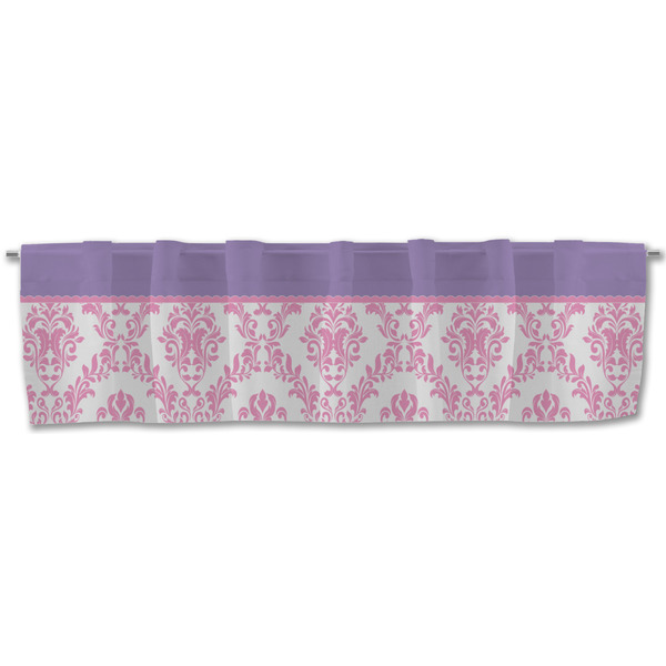 Pink, White & Purple Damask Valance - Front