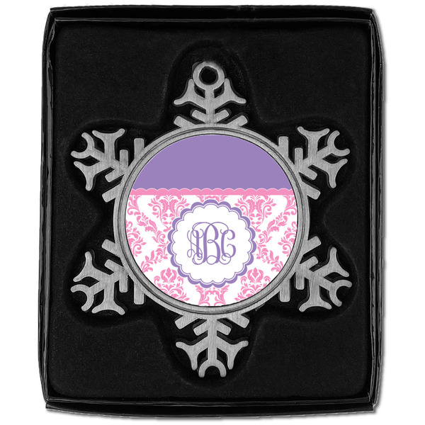 Pink, White & Purple Damask Vintage Snowflake - In box