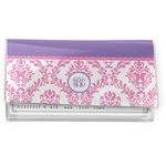 Pink, White & Purple Damask Vinyl Checkbook Cover (Personalized)