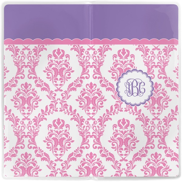 Pink, White & Purple Damask Vinyl Document Wallet - Apvl