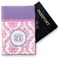 Pink, White & Purple Damask Vinyl Passport Holder - Front