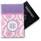 Pink, White & Purple Damask Vinyl Passport Holder (Personalized)