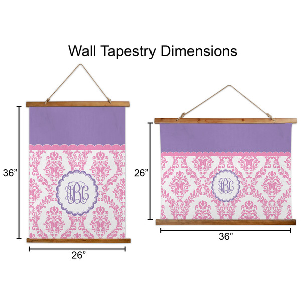 Pink, White & Purple Damask Wall Hanging Tapestries - Parent/Sizing