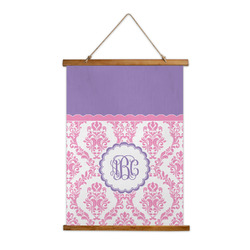 Pink, White & Purple Damask Wall Hanging Tapestry (Personalized)
