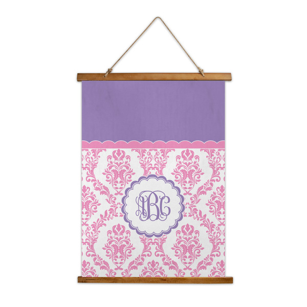 Custom Pink, White & Purple Damask Wall Hanging Tapestry - Tall (Personalized)