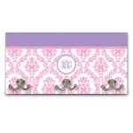 Pink, White & Purple Damask Wall Mounted Coat Rack (Personalized)