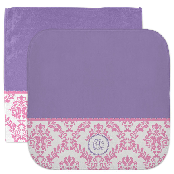 Custom Pink, White & Purple Damask Facecloth / Wash Cloth (Personalized)