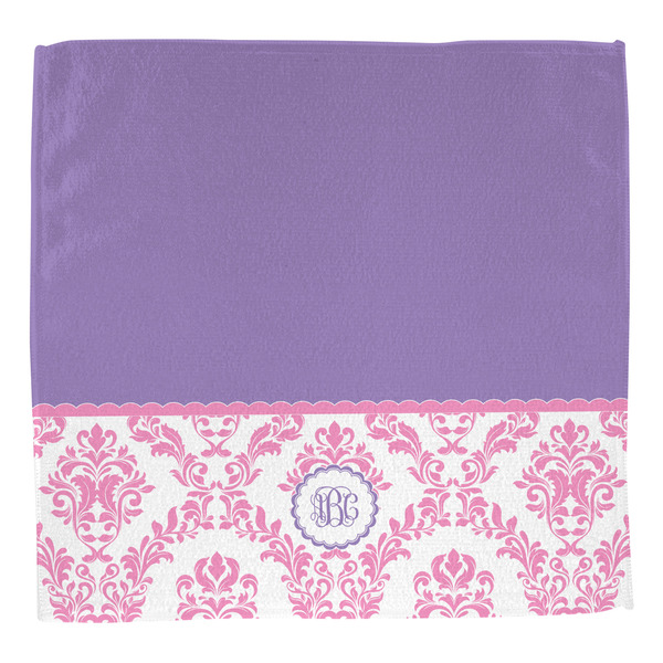 Pink, White & Purple Damask Washcloth - Front - No Soap