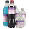 Pink, White & Purple Damask Water Bottle Label - Multiple Bottle Sizes