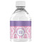 Pink, White & Purple Damask Water Bottle Label - Single Front