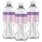 Pink, White & Purple Damask Water Bottle Labels - Front View