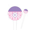 Pink, White & Purple Damask 4" Round Plastic Food Picks - White - Single Sided (Personalized)