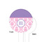 Pink, White & Purple Damask White Plastic 4" Food Pick - Round - Single Sided - Front & Back