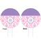 Pink, White & Purple Damask White Plastic 6" Food Pick - Round - Double Sided - Front & Back