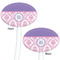 Pink, White & Purple Damask White Plastic 7" Stir Stick - Double Sided - Oval - Front & Back
