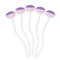 Pink, White & Purple Damask White Plastic 7" Stir Stick - Oval - Fan