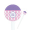 Pink, White & Purple Damask White Plastic 7" Stir Stick - Round - Closeup