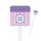 Pink, White & Purple Damask White Plastic Stir Stick - Square - Closeup