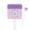 Pink, White & Purple Damask Square Plastic Stir Sticks (Personalized)