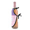 Pink, White & Purple Damask Wine Bottle Apron - DETAIL WITH CLIP ON NECK