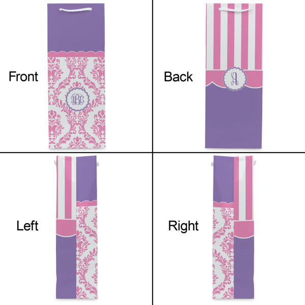 Pink, White & Purple Damask Wine Gift Bag - Gloss - Approval