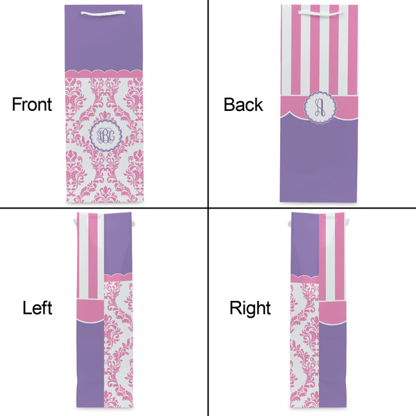 Pink, White & Purple Damask Wine Gift Bag - Matte - Approval