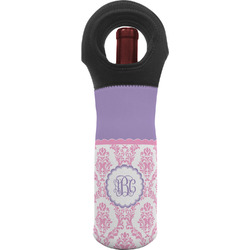 Pink, White & Purple Damask Wine Tote Bag w/ Monogram
