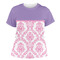 Pink, White & Purple Damask Womens Crew Neck T Shirt - Main