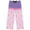 Pink, White & Purple Damask Womens Pajama Pants - M