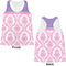 Pink, White & Purple Damask Womens Racerback Tank Tops - Medium - Front and Back
