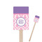 Pink, White & Purple Damask Wooden 6.25" Stir Stick - Rectangular - Closeup