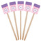 Pink, White & Purple Damask Wooden 6.25" Stir Stick - Rectangular - Fan View