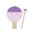 Pink, White & Purple Damask Wooden 6" Food Pick - Round - Closeup