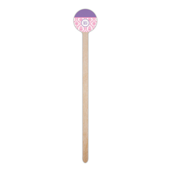 Pink, White & Purple Damask Wooden 6" Stir Stick - Round - Single Stick