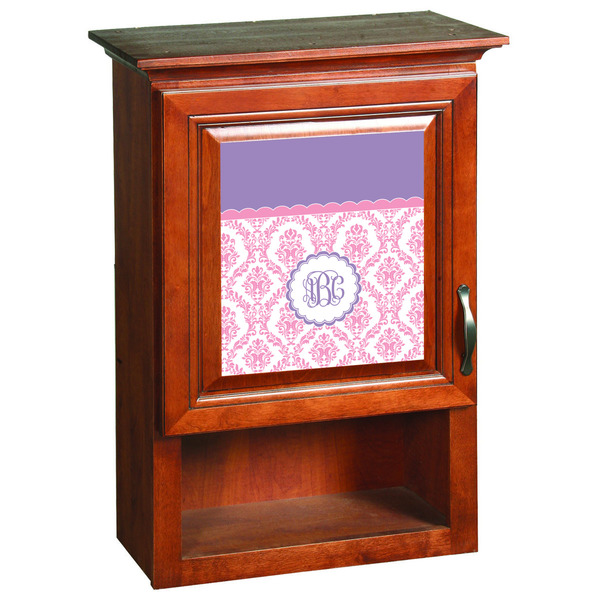 Pink, White & Purple Damask Wooden Cabinet Decal (Medium)