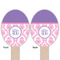 Pink, White & Purple Damask Wooden Food Pick - Oval - Double Sided - Front & Back