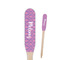 Pink, White & Purple Damask Wooden Food Pick - Paddle - Closeup