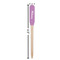 Pink, White & Purple Damask Wooden Food Pick - Paddle - Dimensions