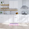 Pink, White & Purple Damask Woven Floor Mat - LIFESTYLE (kitchen)