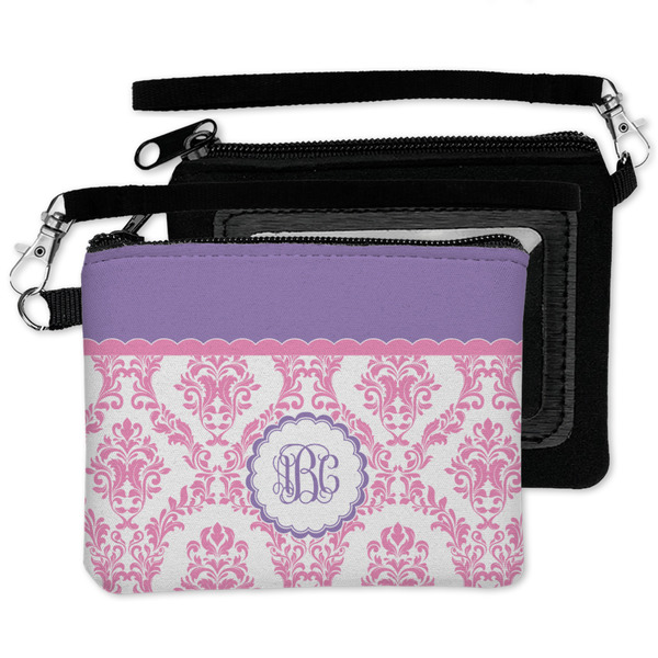 Pink, White & Purple Damask Wristlet ID Cases - MAIN