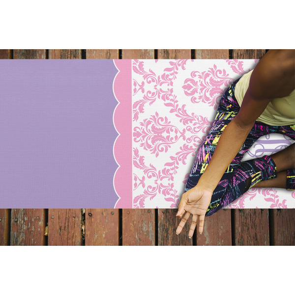Pink, White & Purple Damask Yoga Mats - LIFESTYLE