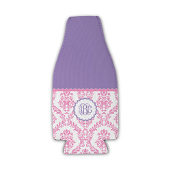 Pink, White & Purple Damask Zipper Bottle Cooler (Personalized)