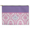 Pink, White & Purple Damask Zipper Pouch - Large - 12.5"x8.5" (Personalized)