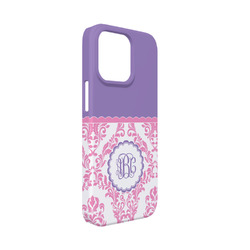 Pink, White & Purple Damask iPhone Case - Plastic - iPhone 13 Mini (Personalized)