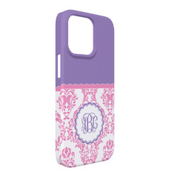 Pink, White & Purple Damask iPhone Case - Plastic - iPhone 13 Pro Max (Personalized)