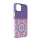 Pink, White & Purple Damask iPhone 14 Case - Angle