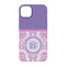 Pink, White & Purple Damask iPhone 14 Case - Back