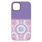 Pink, White & Purple Damask iPhone 14 Plus Tough Case - Back
