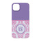 Pink, White & Purple Damask iPhone 14 Pro Case - Back