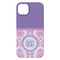 Pink, White & Purple Damask iPhone 14 Pro Max Case - Back